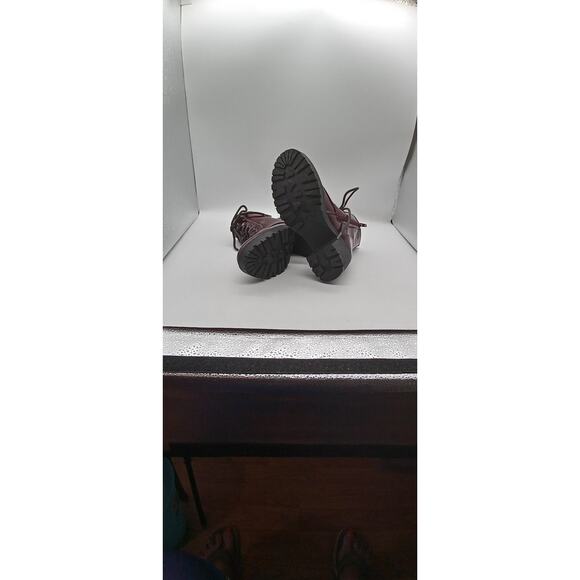 Forever 21 Platform Boots Chunky Heels Oxblood Size 7.5 Zip & Lace Up Punk Retro - Picture 10 of 14